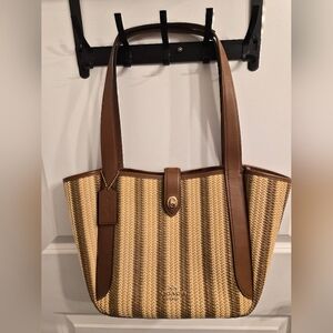 Coach Tan and Brown Striped Hadley Tote